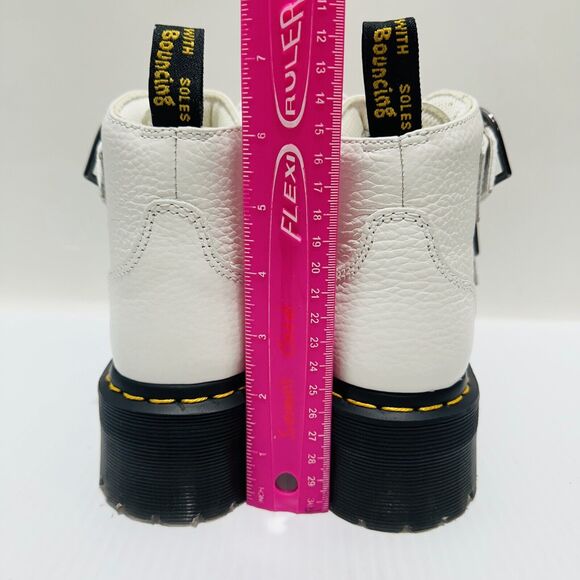 Dr. Martens Devon Heart Platform Boots White Black Leather NWOB - Picture 11 of 15